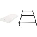 Amazon Basics Smart Box Spring Bed Base (9-Inch, Twin Size) + Amazon Basics 6-Leg Support Metal Bed Frame