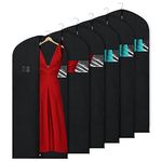 KEEGH Garment Bags for Hanging Clothes 60 inch Dress Bags for Storage Suit Bags for Closet with Zipper and Eye-Hole for Folding for Suit Coats Dresses, Black(Set of 6)