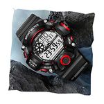 Acnos Polyurethane Premium Brand-A Digital Watch Shockproof Multi-Functional Automatic Red Boader Black Dial&Strap Waterproof Digital Sport Watch For Men's Kids Watch For Boys-Pack Of 1