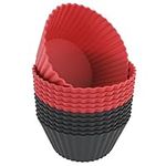 Freshware Cupcake Liners, Pack of 12 Silicone Muffin Cups, 3.8 Inch Silicone Baking Cups, Reusable & Non-Stick Silicone Cupcake Liners for Party Halloween Christmas, Large Round