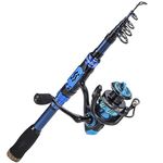 Sougayilang Fishing Rod Reel Combos,24Ton Carbon Fibre,Portable Telescopic Fishing Pole Spinning reels for Travel Saltwater Freshwater Fishing Gifts for Man-5.9FT-Blue