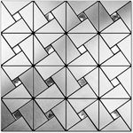 SMEF Sheet Peel and Stick Backsplash Metal Mosaic Tiles for Kitchen Wall Decor, Stick Composite Tiles Stikers, Copper Windmill Puzzle Glass Mixed (Silver, 40)