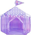 Hapinest Princess Pretend Play Tent Gifts Toys for Girls Ages 3 4 5 6 Years Old with Personalized Flag for Child's Initial, Purple