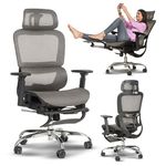 DROGO Ergonomic Office Chair for Work from Home, Computer Chair with Breathable Mesh, Adjustable Seat, Footrest, 3D Armrest, 2D Headrest & Lumbar Support | Mesh Chair for Office/Home (Grey)