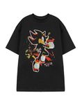 SONIC THE HEDGEHOG Shadow Paint Mens Black Graphic Tee | Shadow Character Design Short Sleeve T-Shirt | Sonic Retro Video Game Apparel | Officially Licensed Merchandise Gift