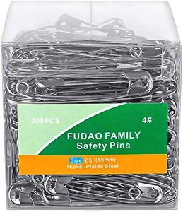 Large Safety Pins 2.2 inches (56mm), Size 4, 200 pcs, Nickel - Plated Steel (200)