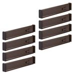 mDesign Pack of 8 Drawer Dividers — Expandable Drawer Organiser Set with Protective Foam Ends — Useful Kitchen Accessories — Brown/Black