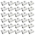 PATIKIL Steel Wire Rope Cable Clamp, 50 Pack M3 Double Hole Wire Rope Clips 3.0mm Line Hole with End Screw Stopper Silver Tone