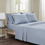 Comfort Spaces Cotton Flannel Breathable Warm Deep Pocket Sheets With Pillow Case Bedding, Cal King, Solid Blue