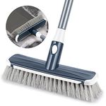 Floor Brush Sweeping Broom Brush, Floor Scrubbing Brush with Long Handle Adjustable 2 in 1 Scrape and Brush Stiff Bristle Cleaning Brush for Deck, Bathroom, Kitchen, Tub, Patio, Tile