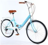 26 Inch Foldable Beach Cruiser Bike Womens Bicycle, 7 Speed Bike for Women, City Bikes High-Carbon Steel with Adjustable Seat and Dual V-Brake White