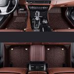 Premium 12D Car Foot Mat for Hyundai EON | Luxury Leather | Double Layered | Waterproof and Washable | Custom Fit | Detachable Grass Mat | Coffee