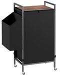 SweetMemo Heavy Duty Laundry Basket with Wheels, Rolling Laundry Hamper with Lid, Narrow Organizer Cart, Tall Metal Frame Clothes Sorter Bin, Rustic Black