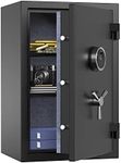 RPNB Digital Fireproof Safe Box, Biometric Fingerprint Fire Proof Safe with Touch Screen, Removable Shelf and 3 Spoke Safe Handle, Suitable for Home Office Hotel, 60 L, Black