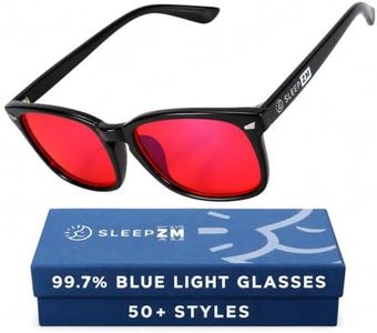 Sleep ZM Blue Light Blocking Glasses for Women + Men - Better Sleep + Anti Eye Strain Protection - Computer Screens & Gaming - Black Wayfarer - 100% Night-timeMax Red Lens