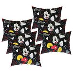 Kuber Industries Disney Mickey Pillow Cover | Silk Pillow Cover | Soft Pillow Cover | Luxurious Pillow Cover For Home | Set of 6 | 16x24 Inch | Black