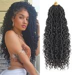 18 inch Goddess Locs Crochet Hair 8 Packs Faux Locs Crochet Hair for Black Women Pre Looped River Locs Crochet Hair with Curly Ends (18 inch, 1B)