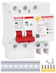 DIHOOL Ground Fault Circuit Breaker with Voltage Surge Arrester Protection, 63 Amp, 2 Poles, AC 120V-240V, DIN Rail Mount Residual Current Circuit Breaker