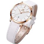 OLEVS Ladies Quartz Watch Minimalist Casual Ultra-Thin Design & Leather Strap & Waterproof & Date Elegant Watch