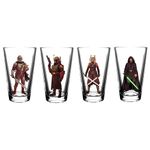 Star Wars The Mandalorian Pint Glass Set Ahsoka, Grogu, Boba Fett, Luke Skywalker 16 Oz 4 Pack