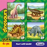 Frank Dinosaurs Animal Kingdom - A Set of 4 Jigsaw Puzzle for Kids Above 4+ Years - Fun & Challenging Brain Booster Games - Educational Puzzle for Focus and Memory - 11602