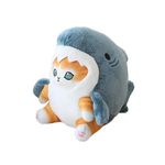 ADORA Stuffed Toy Shark Cat Soft Plush Toy, 50cm, Grey and Orange Stuffed Animal Plush Toy