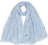 World of Shawls New Ladies Womens Glitter Sparkle Stardust Scarf Scarves Maxi Wrap - Stardust Plain/Beaded/Embroidered/Lace (Moon Light Baby Blue)