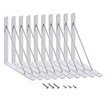 HOME MASTER HARDWARE 10 x 8 inch Shelf L Brackets Shelf Support Corner Brace Joint Right Angle Bracket White with Screws 10-Pack (White)