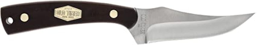 Old Timer 152OTLCP Large Sharpfinger 8.6in S.S. Full Tang Fixed Blade Knife with 4in Clip Point Skinner Blade, Sawcut Handle, and Leather Sheath for Hunting, Camping, Field Dressing, EDC, and Outdoors