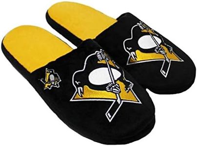 FOCO NHL Pittsburgh Penguins Men's Slip On Slippers, Black, Large 11-12