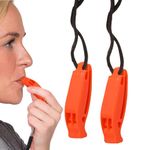 2PCS Emergency Whistle Orange Whistle Hiking Plastic Safety Survival Whistle with Reflective Lanyards for Outdoors,Hiking,Mountaineering,Boating and Signalling