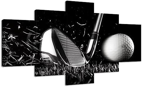 Golf Wall Art for Office Living Room Bedroom Bathroom Home Decorations Golf Art Canvas Prints Golf Ball Pictures Posters Framed Artwork Ready to Hang(60''W x 32''H)