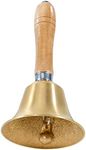 Dreokee Hand Bell 3.15 Inch Hand Call Bell with Solid Brass Wooden Handle Loud Handbell Dinner Call Bell for Adults Multi-Purpose for Weddings, Christmas, School, Service, Game, Animal