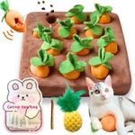 CECE PAW Carrot Catnip Cat Toys, Interactive Feather Cat Toys for Indoor Cats, Cat Puzzle Toys for Boredom and Mental Stimulation, 12 Squeaky Carrots with Treat Pockets and 12 Catnip Tea Bags