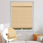 SEEYE Cordless Bamboo Roman Shades, Blackout Natural Bamboo Blinds for Indoor Windows, Roll Up Bamboo Blind Privacy Shade for Home, Office, Door, UV Resistant & Easy to Install, 26" W x 64" H, Natural