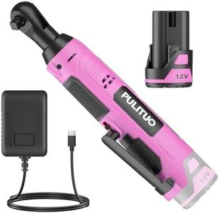 PULITUO 12V 3/8 Pouces Clé à Cliquet Sans Fil, 40Ft-lbs Kit de Clé à cliquet électrique avec 2.0Ah Li-ion batteria & chargeur, 300RPM Rose Clé à cliquet à vitesse variable