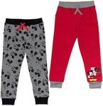 Disney Mickey Mouse Infant Baby Boys 2 Pack Pants Gray/Red 12 Months