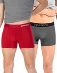 DAMENSCH Men's Modal Trunks (Pack of 2) (DAM-ER-MIX-T-WG-TR-PACK-2-XL_Wilsen Grey, Tango Red_XL)