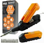 Kelvin Tools Kelvin 17 | The Palm-Sized Everyday Multi-Tool Set | 17 Integrated Tools: 13 Bit Screwdriver Set, Tape Measure, Liquid Level, Hammer, and Flashlight (Orange)