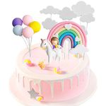 EACHPT Unicornio Cake Toppers Birthday Party Cake Decorations Cloud Rainbow Balloons Cake Topper Kit Cake Decoration Plugin For Girl Kids Birthday Baby Shower Party