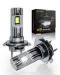 Zethors H7 LED Headlight Bulb 20000LM 6000K Xenon White Mini H7 Headlight Bulb Non-Polarity Plug and Play Wireless Car High/Low Beam Halogen Replacement H7 LED Canbus with Fan Waterproof IP68, 2PCS