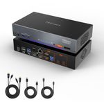 TESmart Thunderbolt 4 KVM Switch, TB4 for 1 Laptop | HDMI+DP for 1 Desktop, Dual Monitor 4K@60Hz Pro Docking Station, 40Gbps + 60W PD, 10Gbps USB Hub, Gigabit LAN w/EDID for Mac Studio & PC Pro