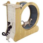 MIWOOYY Large Cat Exercise Wheel Toy with Scratcher and Storage - 40 Inch Indoor Treadmill for Cats Run Motion & Play (Natural)