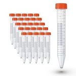 15ml Centrifuge Tubes with Lid, Sterile Lab Tubes,Conical Centrifuge Tubes, Non-pyrogenic, DNase/RNase Free, Enzyme-Free, Graduated Marks, Leakage-proof Screw Cap, 25PCS