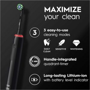 Oral-B Pro 3 Electric Toothbrush 2-Pack – Rechargeable, Black & Pink