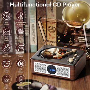 Lehwey Portable Bluetooth CD Player – Brown