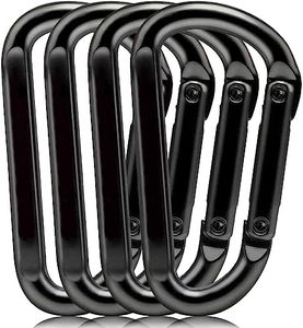 EZYA Carabiner Clip, 860lbs, 3" Heavy Duty Carabiner, D Ring Hooks - Keychains, Camping, Hiking Accessories, Caribiniers for Dog Leash, Hammocks, Yoga Swing, Gym etc, Black, 4PCS