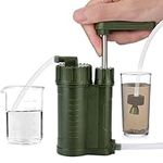 Outdoor Water Filter, Portable Hand Pump Water Filter with Carbon 0.01 Micron Filter, Removes 99.99% Bacteria Heavy Metal, Reusable Emergency Survival Gear Water Purifier for Camping Hiking Travelling