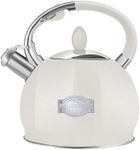 RETTBERG Tea Kettle for Stovetop Whistling Tea Kettles Retro Black Stainless Steel Teapots, 2.64 Quart (Cream)