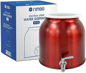 RIMOO 2.5 Gallon Stainless Steel Water Dispenser, Countertop Water Dispenser for 3-5 Gallon Bottle, Water Crock Beverage Dispenser with Stainless Steel Spigot & Lid for Parties Lemonade, Home Water